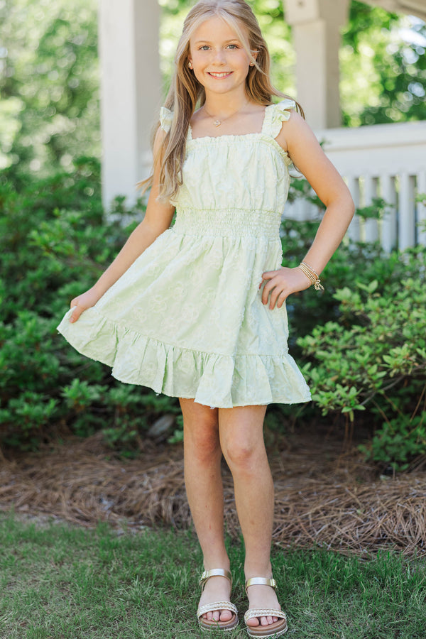 Girls: Let’s Go There Green Textured Dress