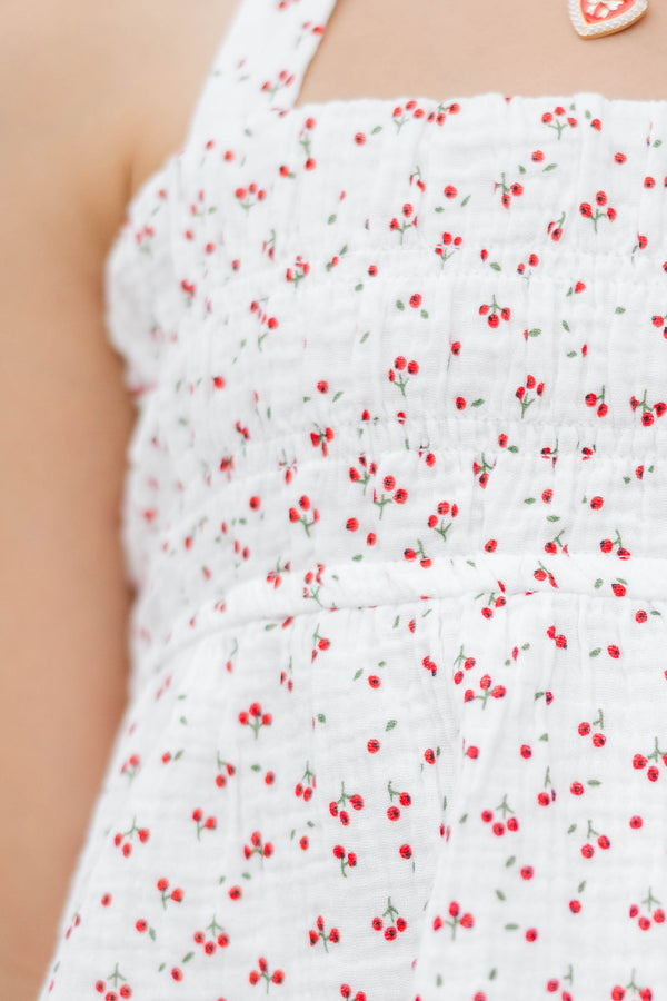 Girls: All The Magic White Ditsy Floral Tank