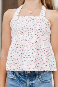 Girls: All The Magic White Ditsy Floral Tank