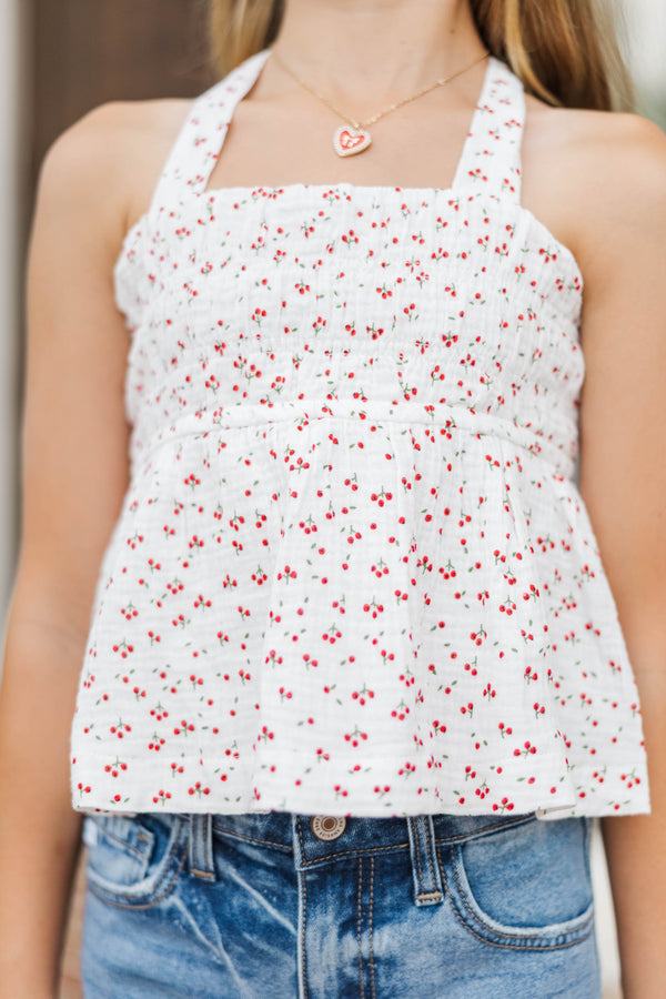 Girls: All The Magic White Ditsy Floral Tank