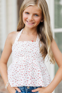 Girls: All The Magic White Ditsy Floral Tank