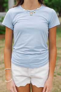Girls: Easy Peasy Light Blue Ruched Tee