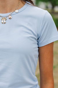 Girls: Easy Peasy Light Blue Ruched Tee