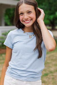 Girls: Easy Peasy Light Blue Ruched Tee