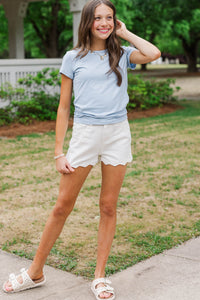Girls: Easy Peasy Light Blue Ruched Tee