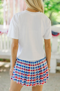 All American Girl White USA Patchwork Tee
