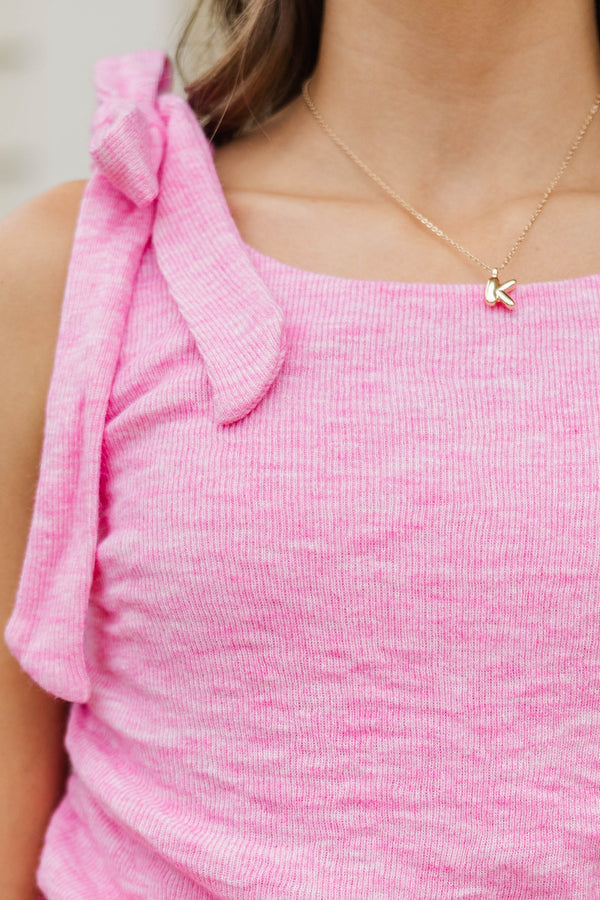 Girls: Casual Cutie Pink Sleeveless Tie Tank