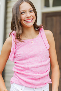 Girls: Casual Cutie Pink Sleeveless Tie Tank