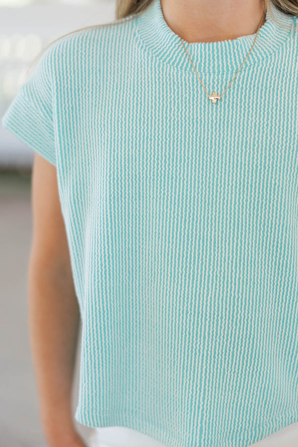 Girls: The Dina Mint Green Ribbed Top