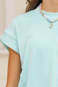 Girls: The Dina Mint Green Ribbed Top