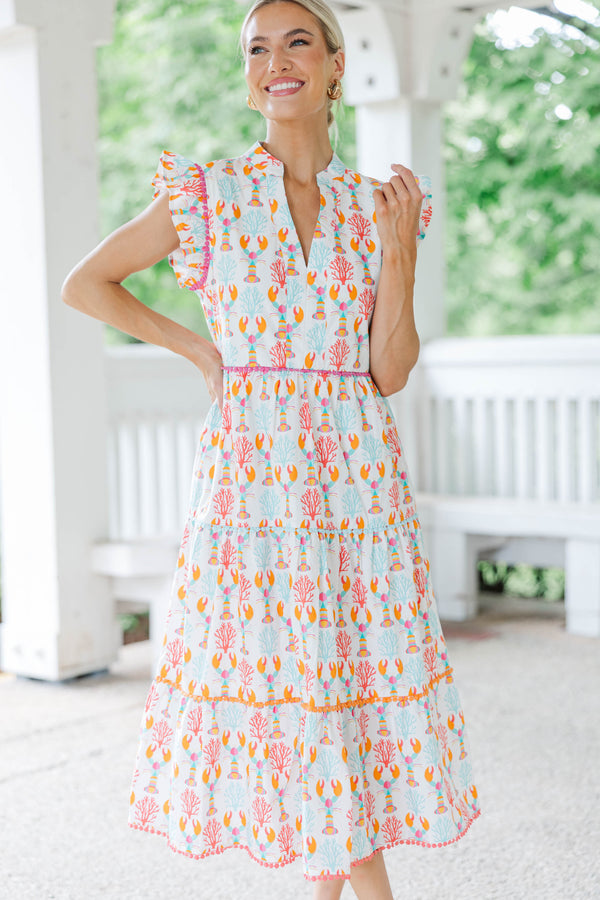 Created Beauty White Printed Midi Dress