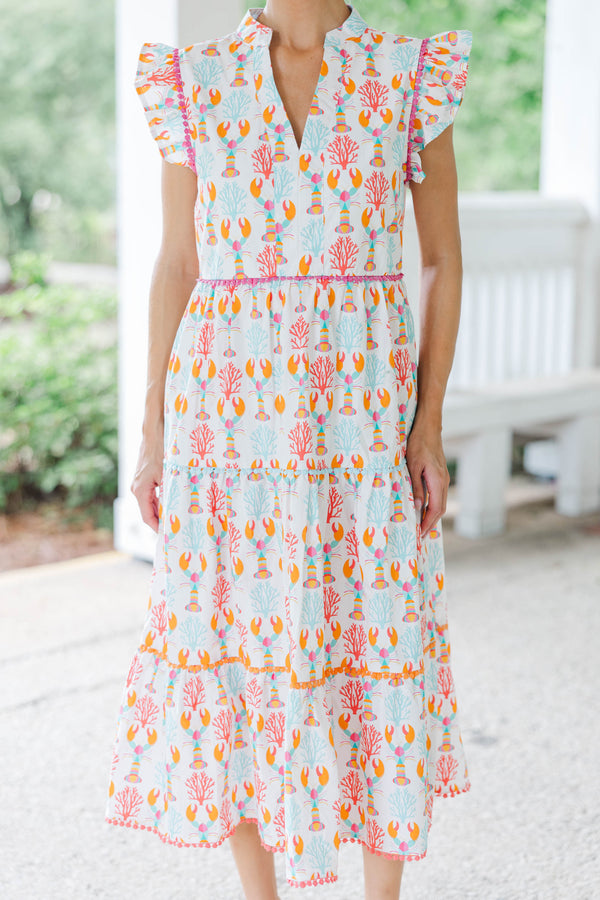 Created Beauty White Printed Midi Dress