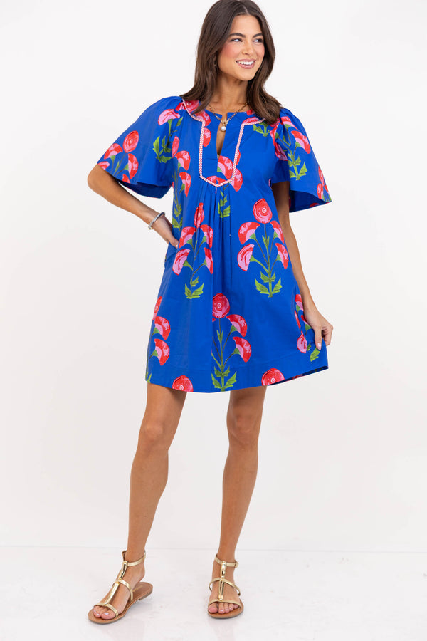 Just A Theory Royal Blue Medallion Dress