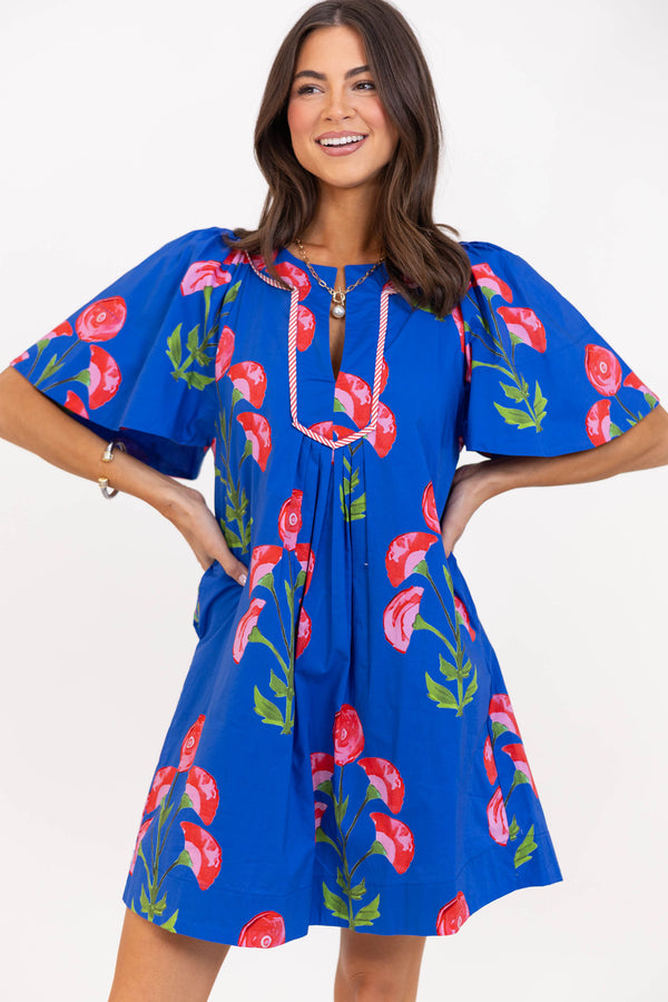 Just A Theory Royal Blue Medallion Dress