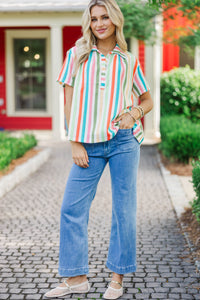 Face It Mint Striped Collared Shirt