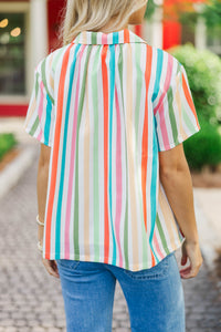 Face It Mint Striped Collared Shirt