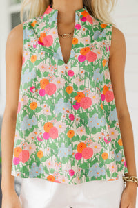 Makes You Happy Green Floral Blouse