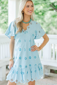 Boldly Beautiful Light Blue Eyelet Dress
