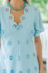 Boldly Beautiful Light Blue Eyelet Dress