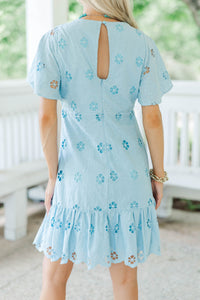 Boldly Beautiful Light Blue Eyelet Dress
