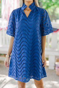 Just As You Like It Royal Blue Eyelet Dress