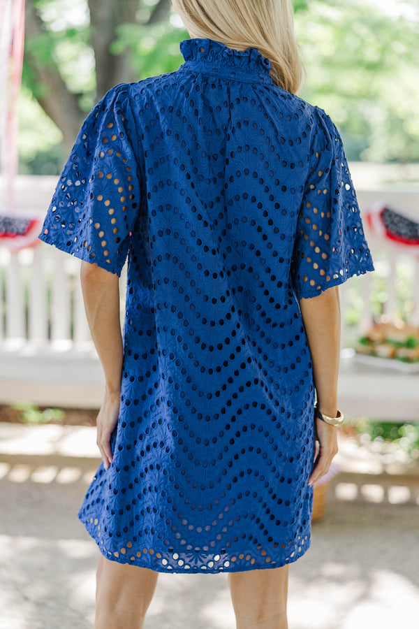 Just As You Like It Royal Blue Eyelet Dress