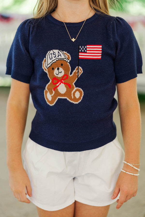 Girls: All-American Teddy Navy Sweater