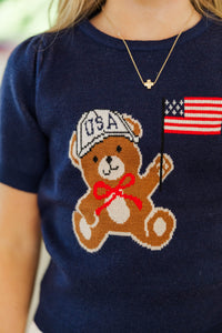 Girls: All-American Teddy Navy Sweater