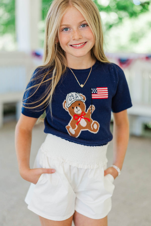 Girls: All-American Teddy Navy Sweater