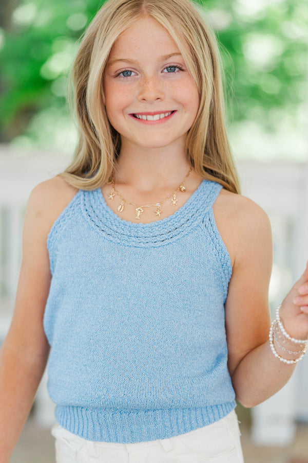Girls: Just As Expected Light Blue Sweater