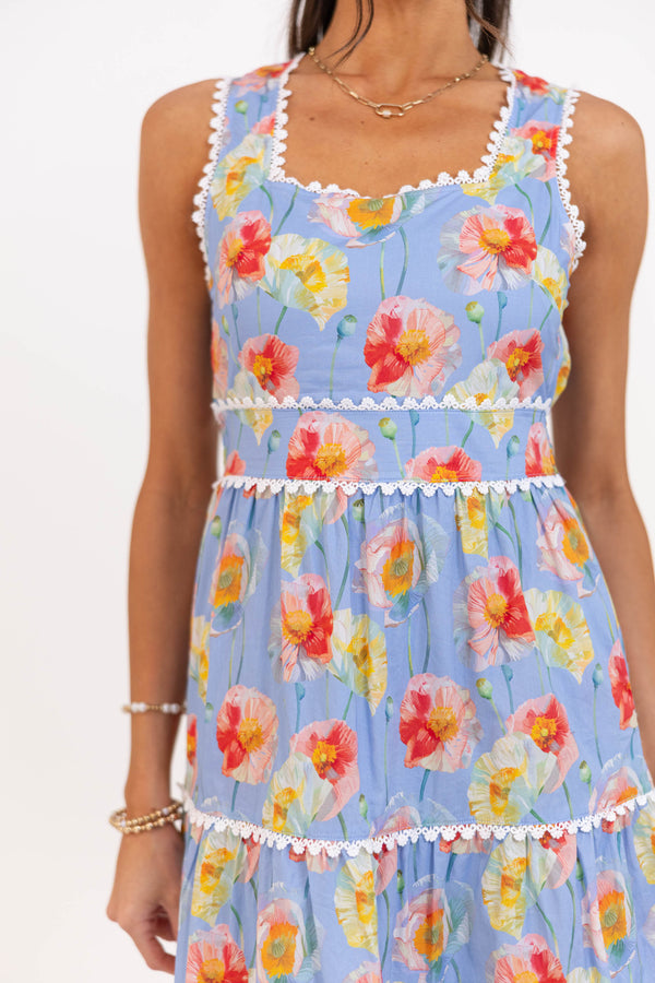 More To Come Light Blue Floral Midi Dress