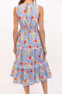 More To Come Light Blue Floral Midi Dress