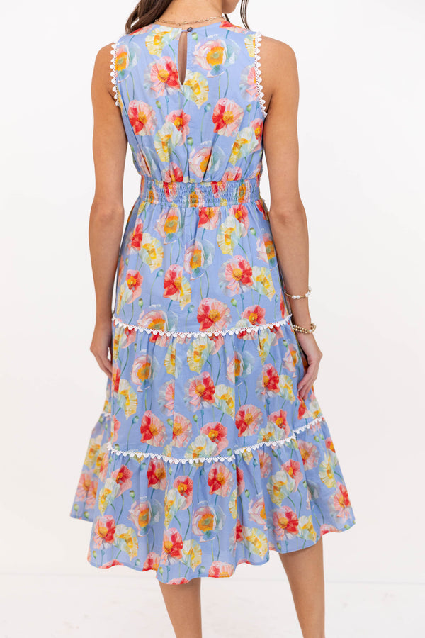 More To Come Light Blue Floral Midi Dress