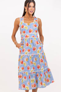 More To Come Light Blue Floral Midi Dress