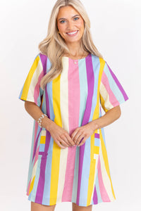 Be The Moment Purple Striped Dress