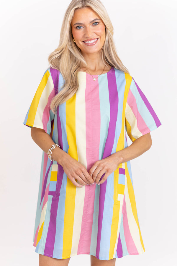 Be The Moment Purple Striped Dress