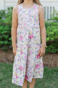 Girls: More To Come Lavender Floral Midi Dress