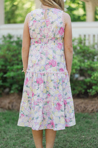 Girls: More To Come Lavender Floral Midi Dress