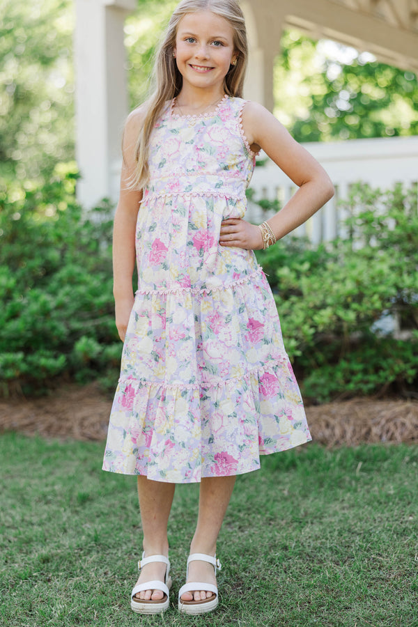 Girls: More To Come Lavender Floral Midi Dress