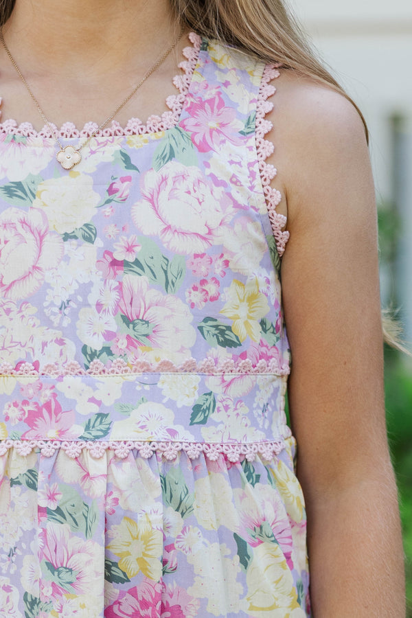 Girls: More To Come Lavender Floral Midi Dress
