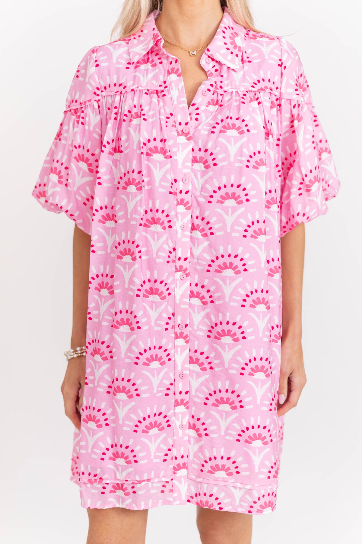 Better Than You Know Pink Medallion Puff Sleeve Dress – Shop the Mint