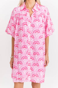 Better Than You Know Pink Medallion Puff Sleeve Dress