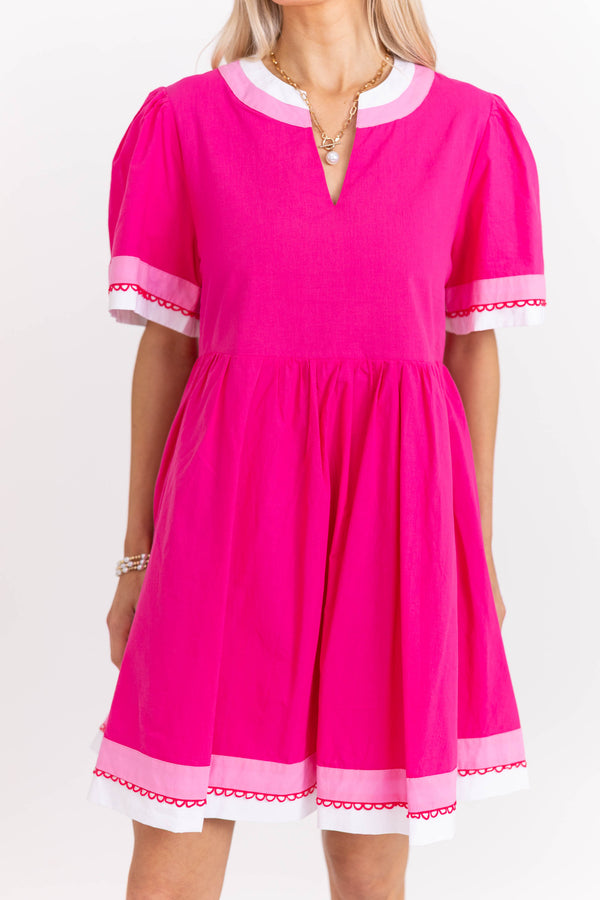 The Pretty Essential Fuchsia Babydoll Dress