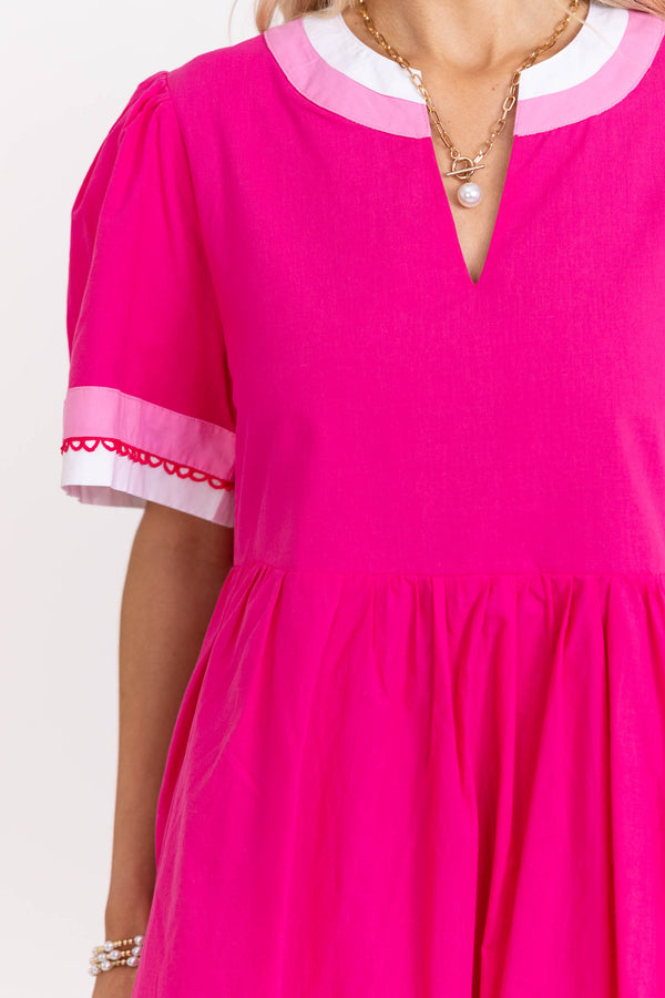 The Pretty Essential Fuchsia Babydoll Dress