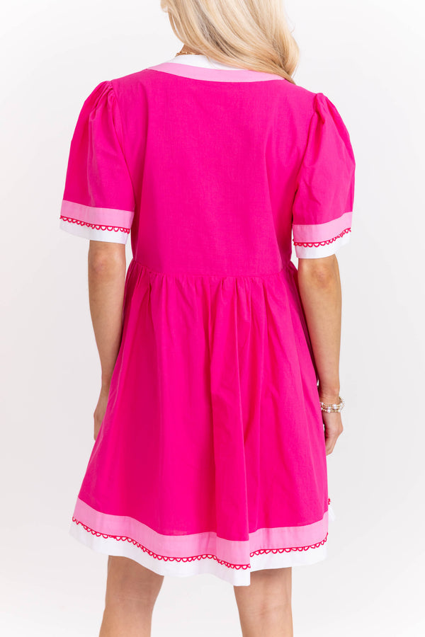 The Pretty Essential Fuchsia Babydoll Dress