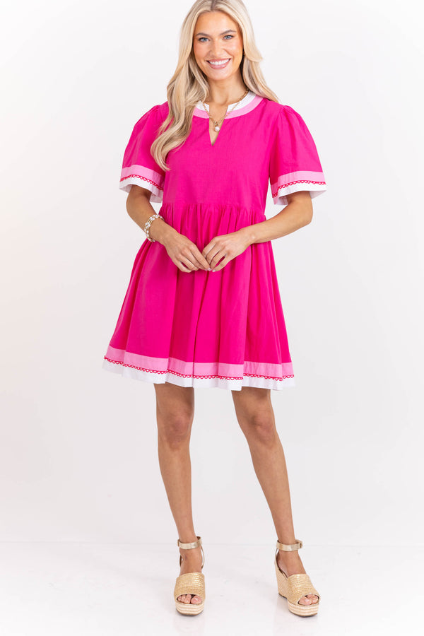 The Pretty Essential Fuchsia Babydoll Dress