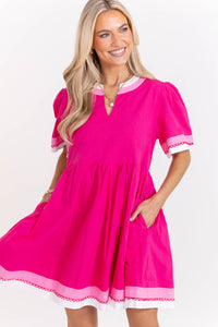 The Pretty Essential Fuchsia Babydoll Dress