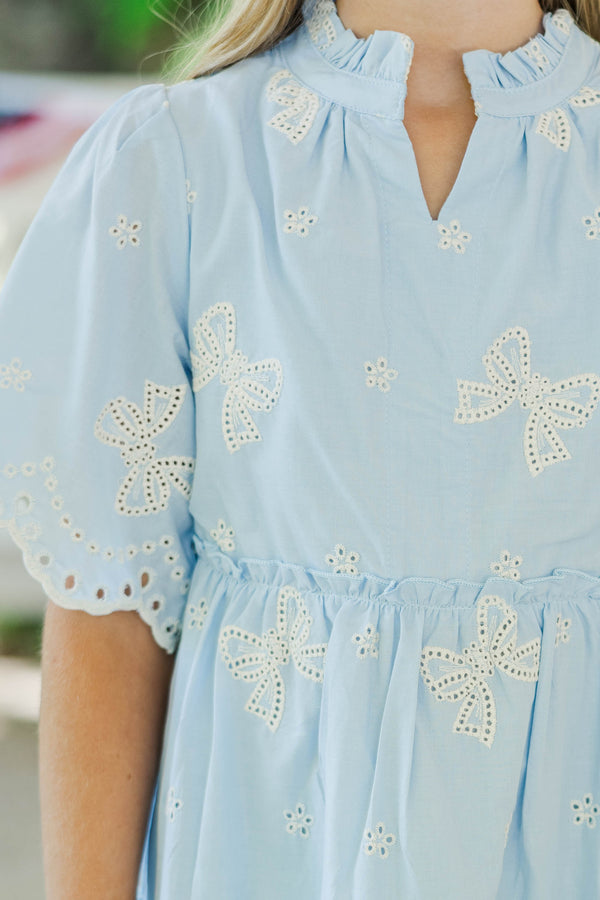 Girls: The Stephanie Light Blue Eyelet Dress