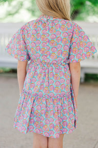 Girls: The Stephanie Blue Seashells Babydoll Dress