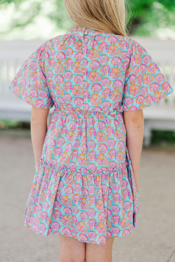 Girls: The Stephanie Blue Seashells Babydoll Dress